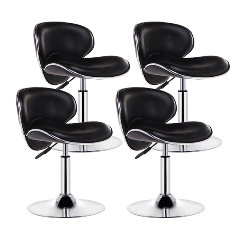 Scandinavian Metal Barstool Adjustable Low Back PU Leather Barstools in Matte Finish