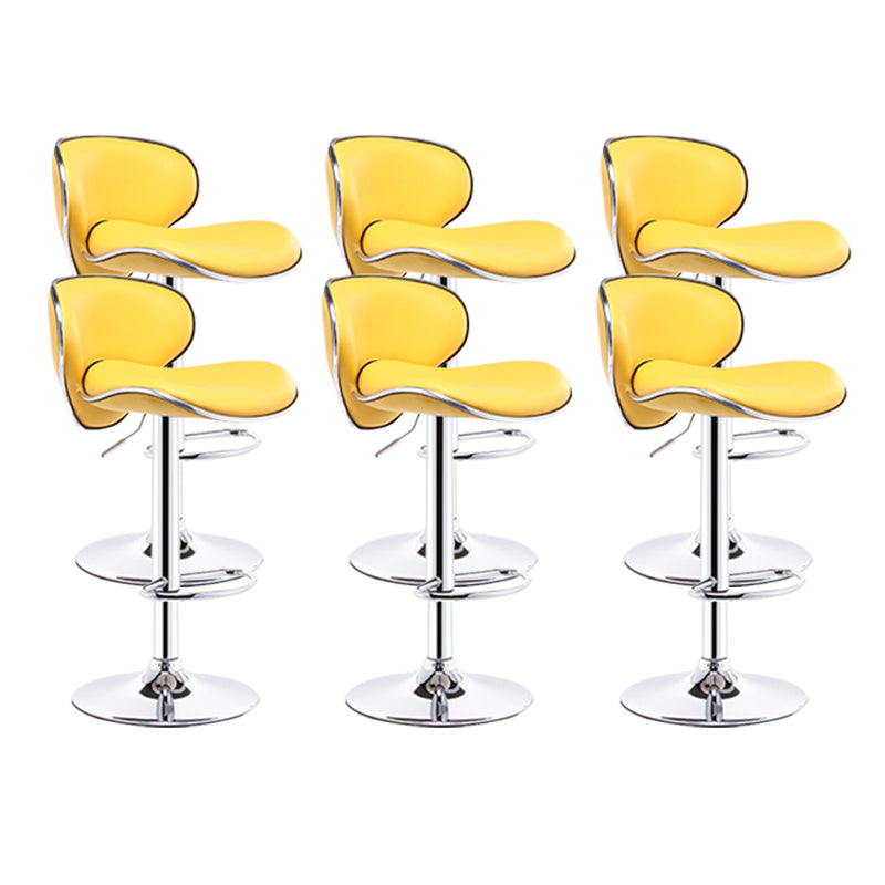 Scandinavian Metal Barstool Adjustable Low Back PU Leather Barstools in Matte Finish