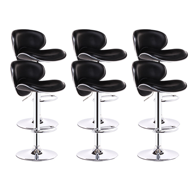 Scandinavian Metal Barstool Adjustable Low Back PU Leather Barstools in Matte Finish