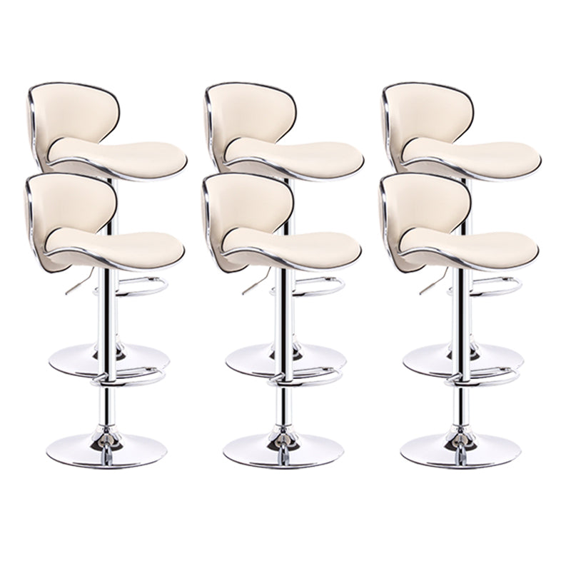 Scandinavian Metal Barstool Adjustable Low Back PU Leather Barstools in Matte Finish