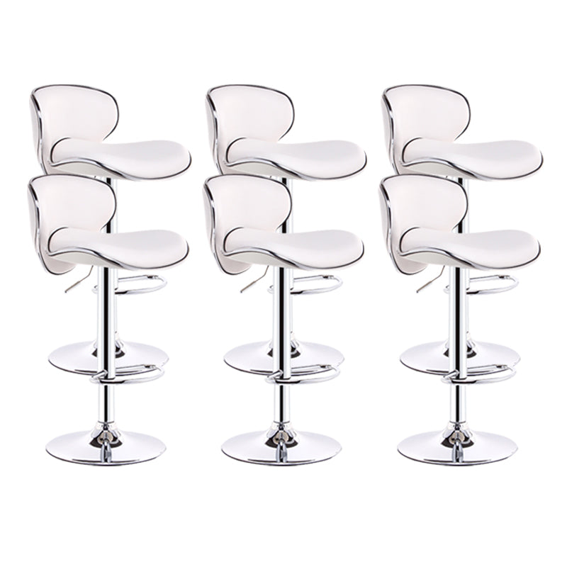 Scandinavian Metal Barstool Adjustable Low Back PU Leather Barstools in Matte Finish