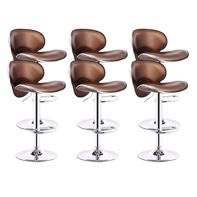Scandinavian Metal Barstool Adjustable Low Back PU Leather Barstools in Matte Finish