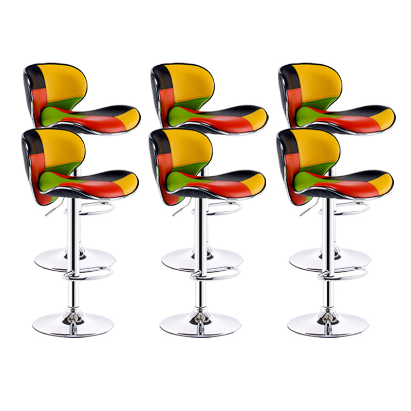 Scandinavian Metal Barstool Adjustable Low Back PU Leather Barstools in Matte Finish