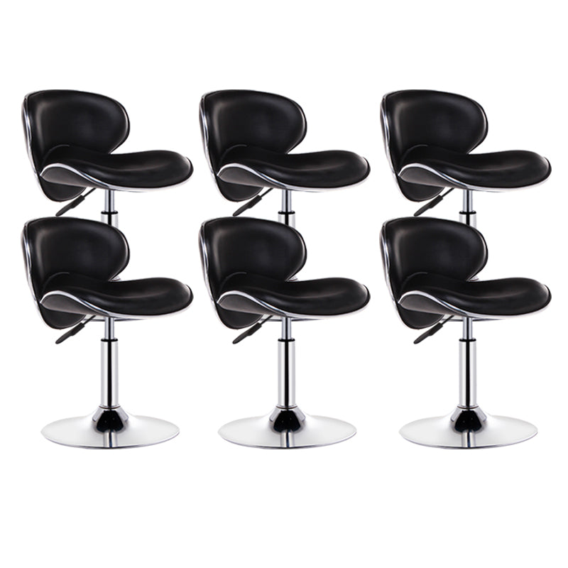 Scandinavian Metal Barstool Adjustable Low Back PU Leather Barstools in Matte Finish