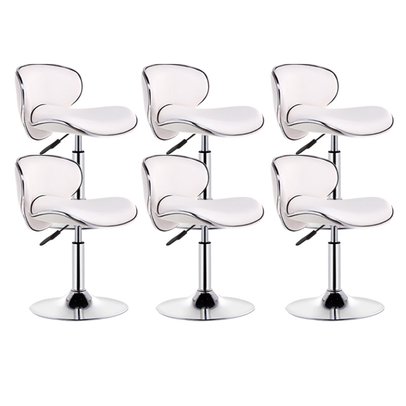 Scandinavian Metal Barstool Adjustable Low Back PU Leather Barstools in Matte Finish