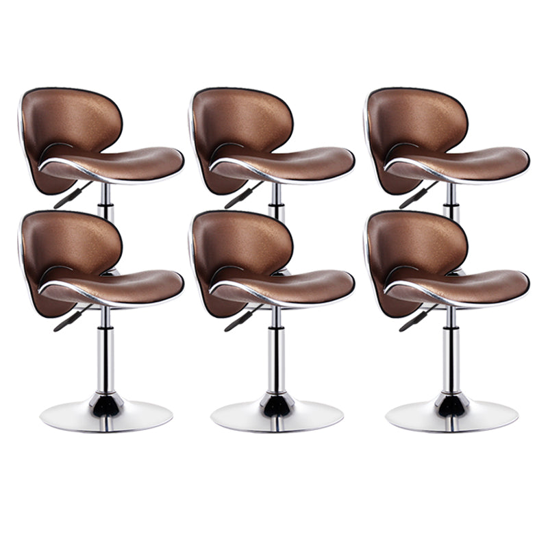 Scandinavian Metal Barstool Adjustable Low Back PU Leather Barstools in Matte Finish