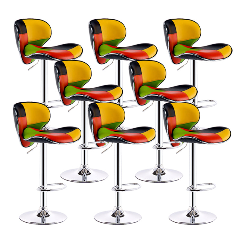 Scandinavian Metal Barstool Adjustable Low Back PU Leather Barstools in Matte Finish