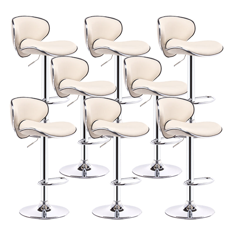 Scandinavian Metal Barstool Adjustable Low Back PU Leather Barstools in Matte Finish