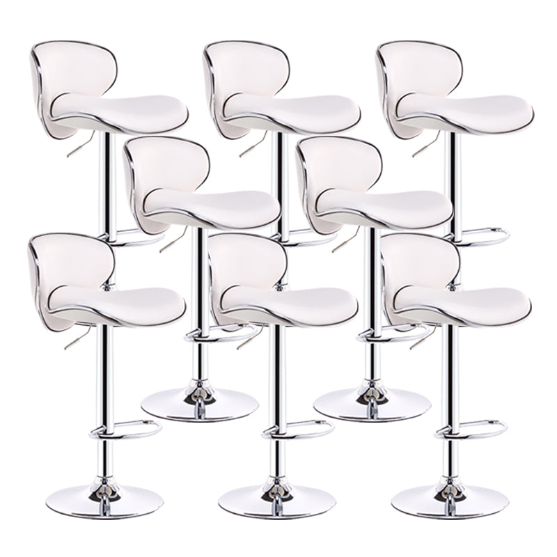 Scandinavian Metal Barstool Adjustable Low Back PU Leather Barstools in Matte Finish
