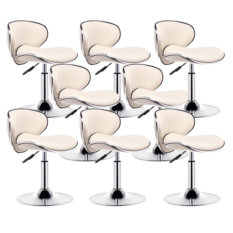 Scandinavian Metal Barstool Adjustable Low Back PU Leather Barstools in Matte Finish