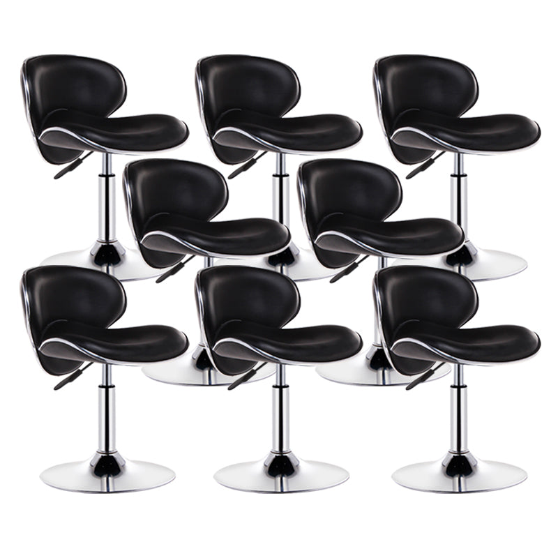 Scandinavian Metal Barstool Adjustable Low Back PU Leather Barstools in Matte Finish