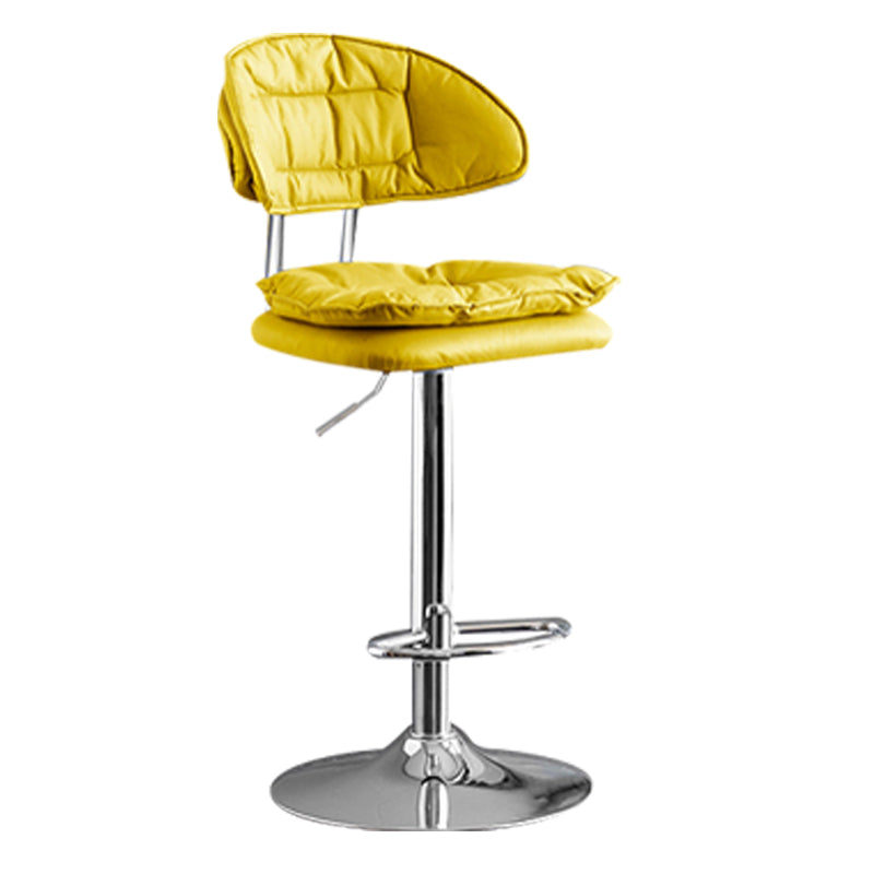 Scandinavian Metal Barstool Adjustable Low Back Leather Barstools in Matte Finish