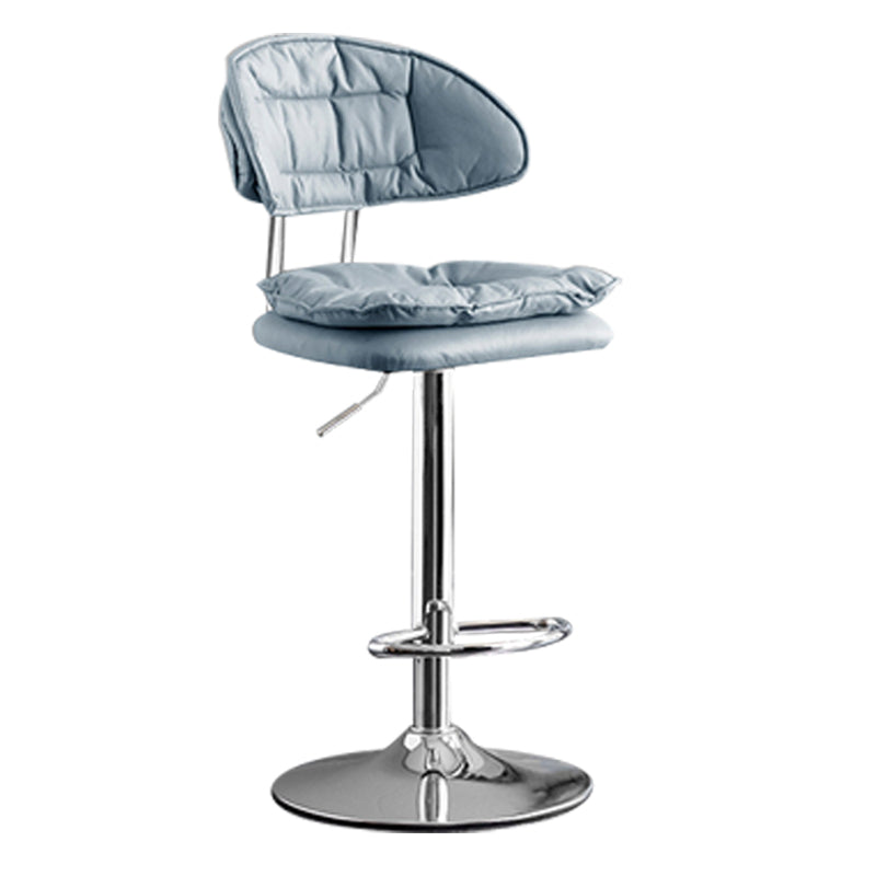 Scandinavian Metal Barstool Adjustable Low Back Leather Barstools in Matte Finish