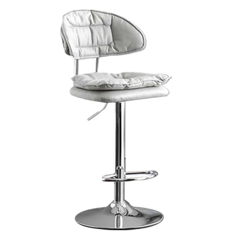 Scandinavian Metal Barstool Adjustable Low Back Leather Barstools in Matte Finish