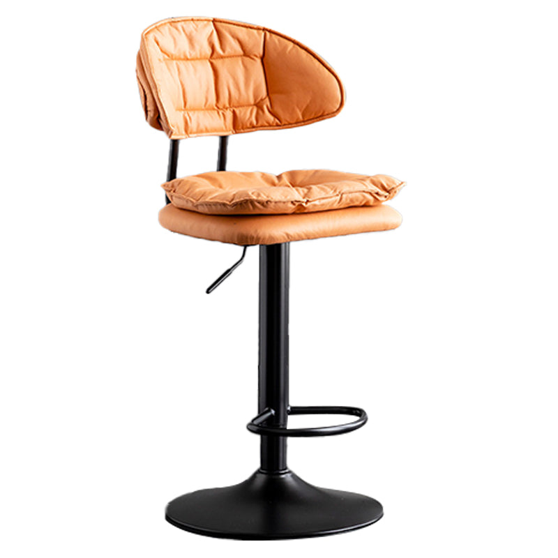 Scandinavian Metal Barstool Adjustable Low Back Leather Barstools in Matte Finish