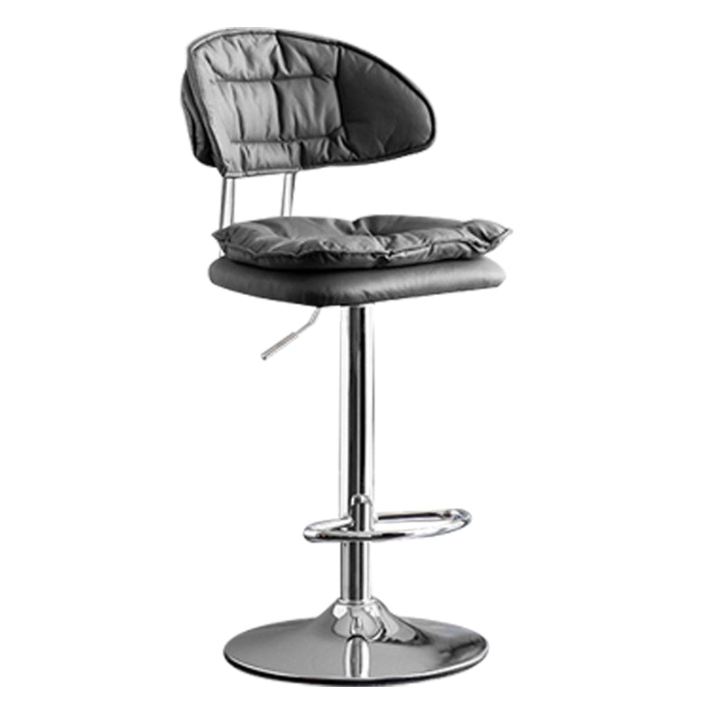 Scandinavian Metal Barstool Adjustable Low Back Leather Barstools in Matte Finish