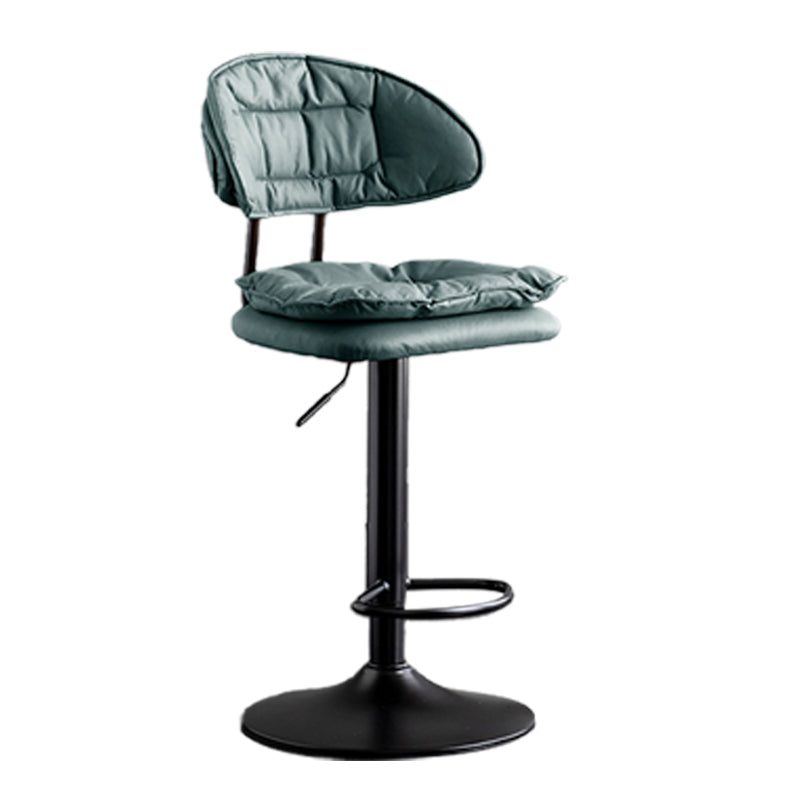 Scandinavian Metal Barstool Adjustable Low Back Leather Barstools in Matte Finish