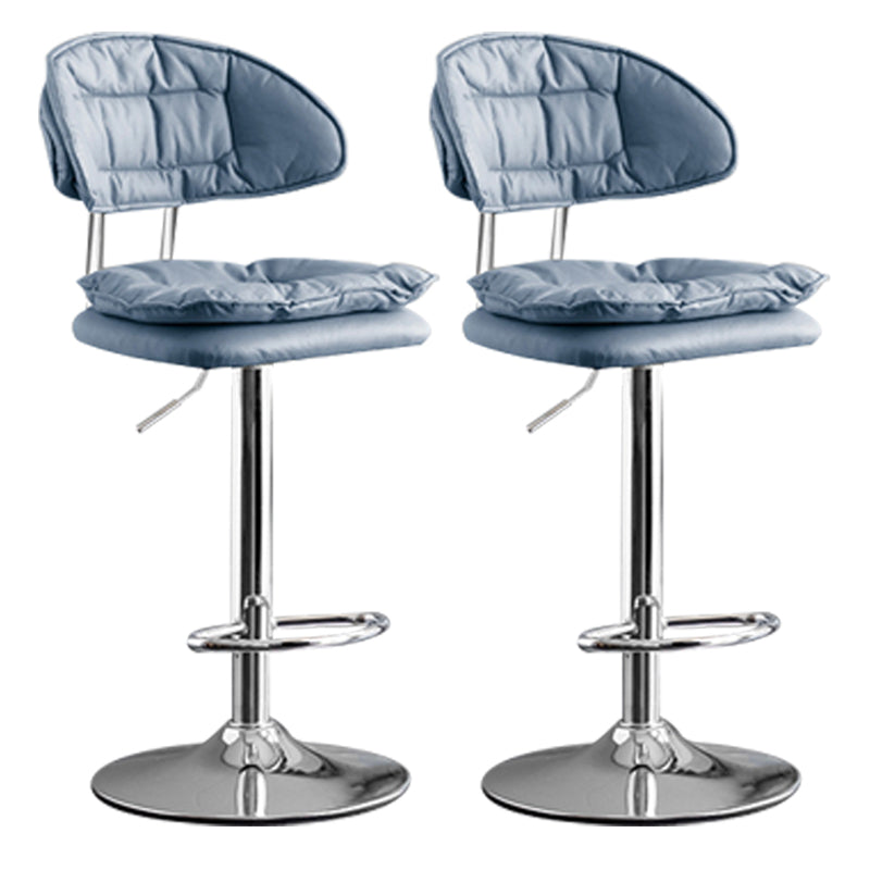 Scandinavian Metal Barstool Adjustable Low Back Leather Barstools in Matte Finish