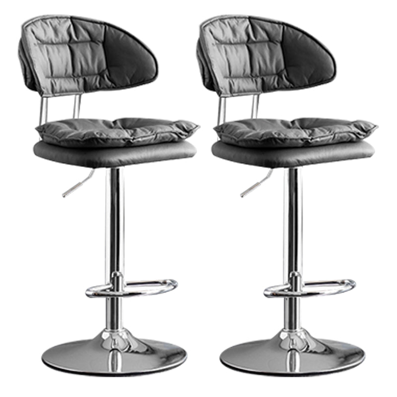 Scandinavian Metal Barstool Adjustable Low Back Leather Barstools in Matte Finish