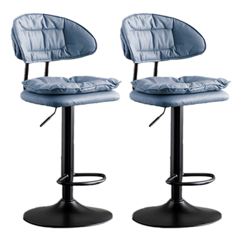 Scandinavian Metal Barstool Adjustable Low Back Leather Barstools in Matte Finish