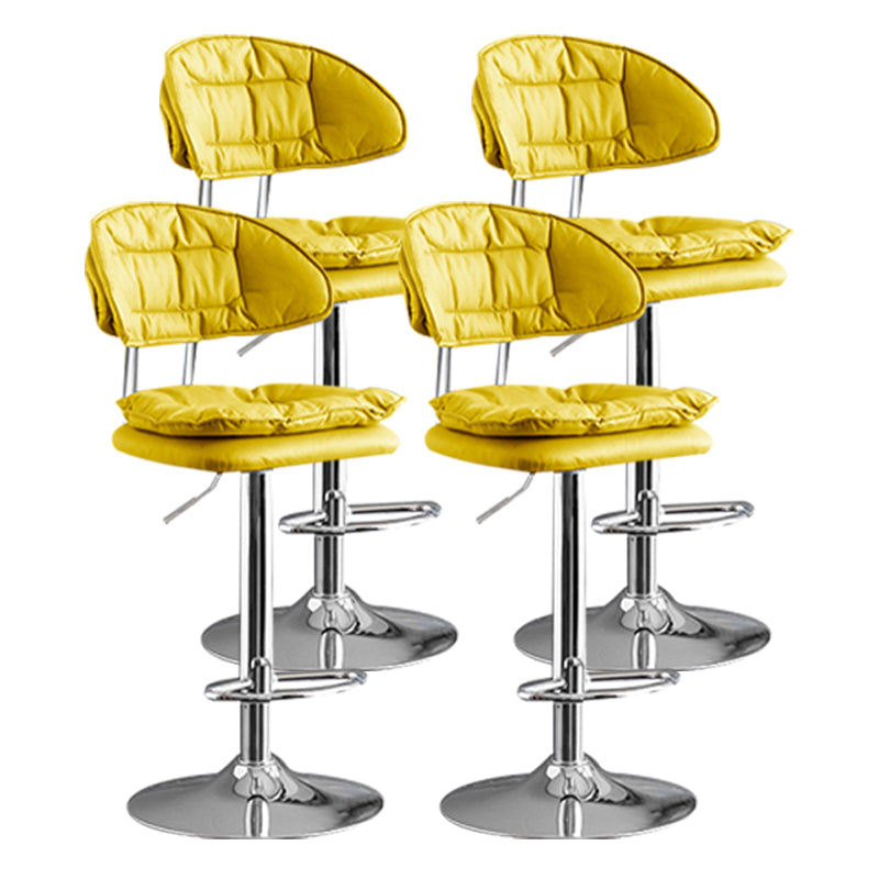 Scandinavian Metal Barstool Adjustable Low Back Leather Barstools in Matte Finish