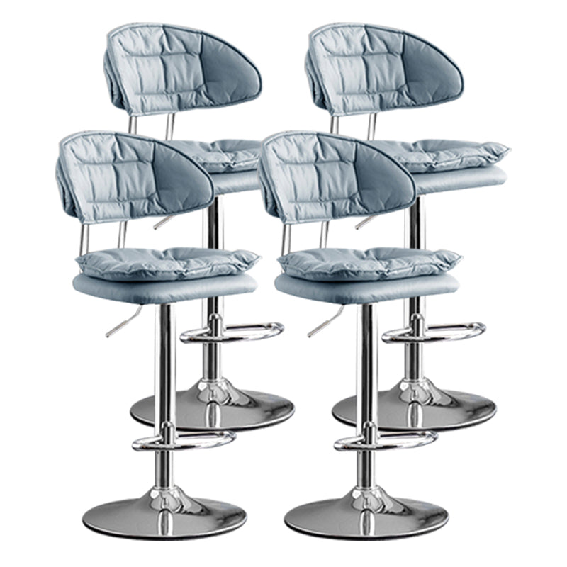 Scandinavian Metal Barstool Adjustable Low Back Leather Barstools in Matte Finish