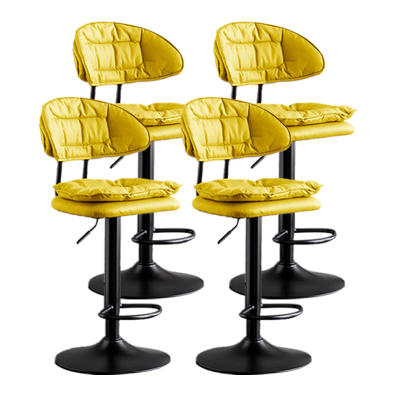 Scandinavian Metal Barstool Adjustable Low Back Leather Barstools in Matte Finish