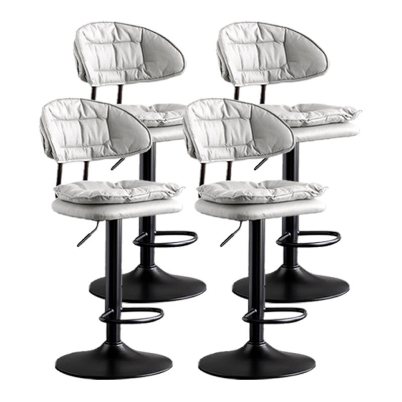 Scandinavian Metal Barstool Adjustable Low Back Leather Barstools in Matte Finish