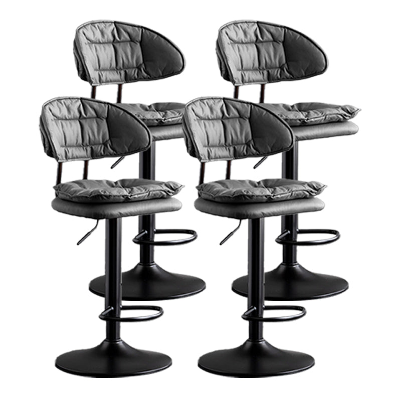 Scandinavian Metal Barstool Adjustable Low Back Leather Barstools in Matte Finish