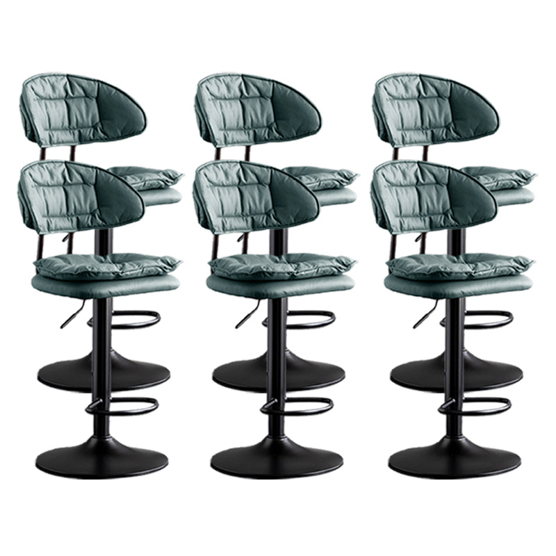 Scandinavian Metal Barstool Adjustable Low Back Leather Barstools in Matte Finish