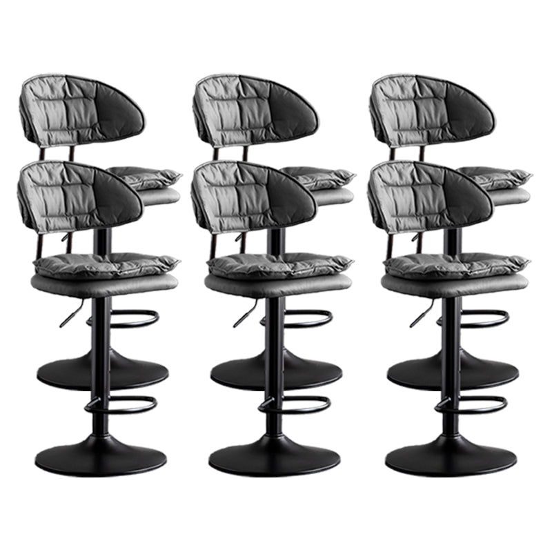 Scandinavian Metal Barstool Adjustable Low Back Leather Barstools in Matte Finish