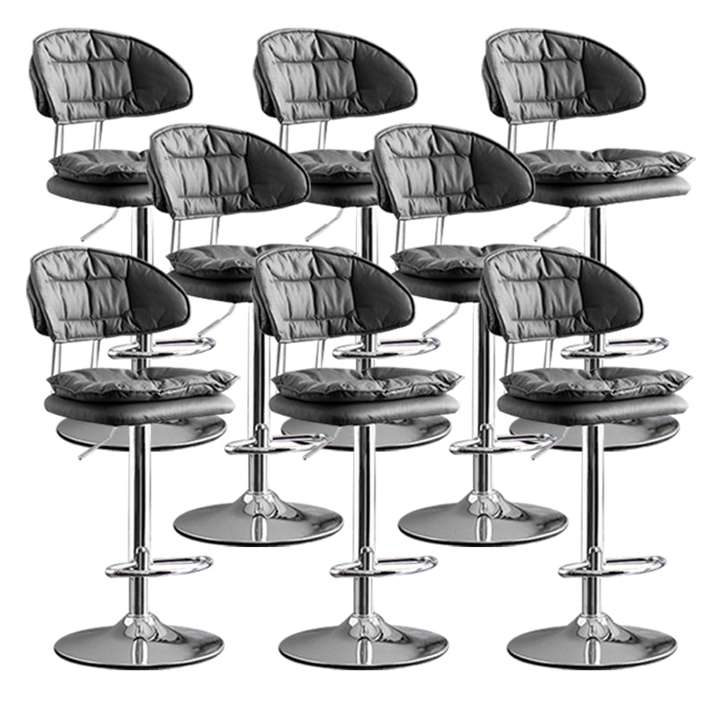 Scandinavian Metal Barstool Adjustable Low Back Leather Barstools in Matte Finish