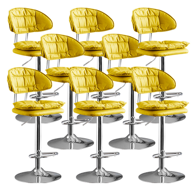 Scandinavian Metal Barstool Adjustable Low Back Leather Barstools in Matte Finish