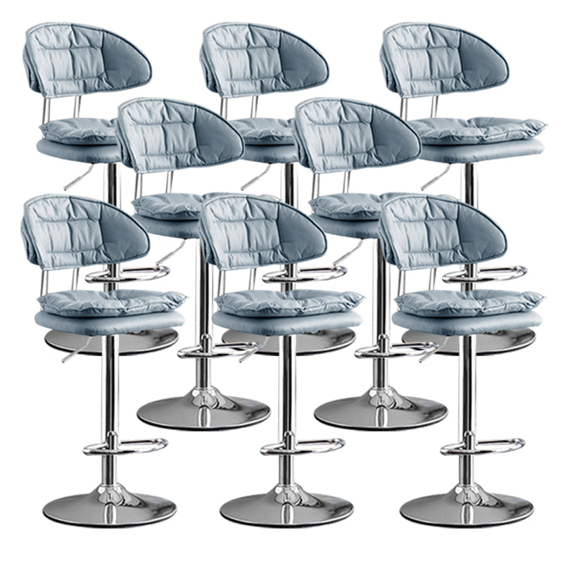 Scandinavian Metal Barstool Adjustable Low Back Leather Barstools in Matte Finish