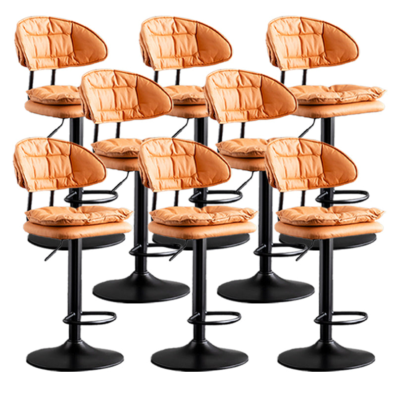 Scandinavian Metal Barstool Adjustable Low Back Leather Barstools in Matte Finish