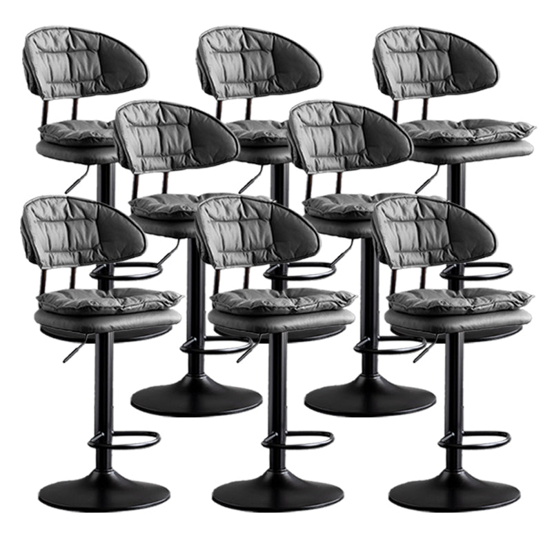 Scandinavian Metal Barstool Adjustable Low Back Leather Barstools in Matte Finish