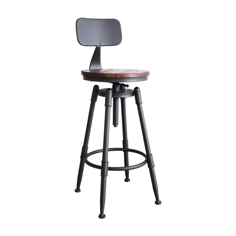 Industrial Metal Stool Upholstered Faux Leather Barstools in Matte Finish for Indoor
