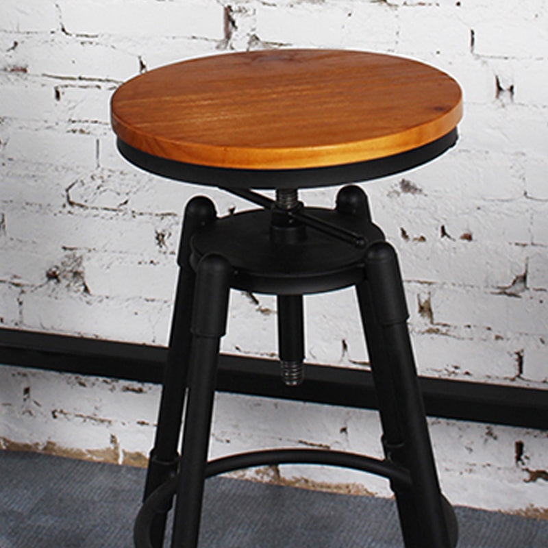 Industrial Metal Stool Upholstered Faux Leather Barstools in Matte Finish for Indoor