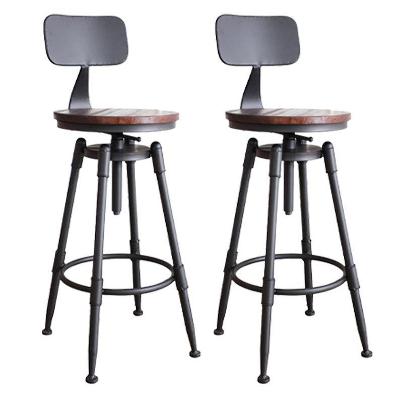 Industrial Metal Stool Upholstered Faux Leather Barstools in Matte Finish for Indoor
