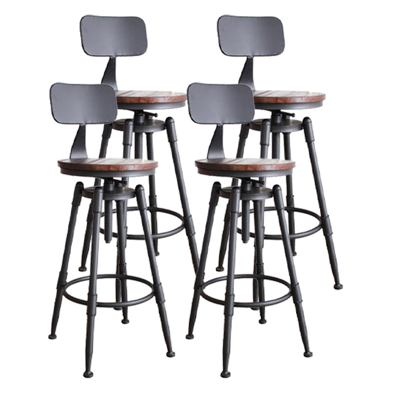 Industrial Metal Stool Upholstered Faux Leather Barstools in Matte Finish for Indoor