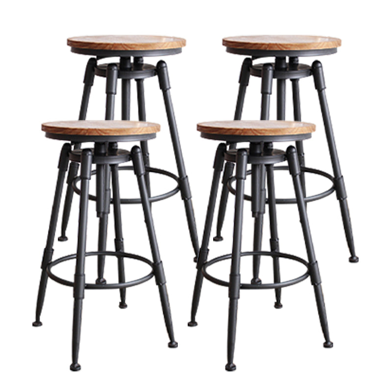 Industrial Metal Stool Upholstered Faux Leather Barstools in Matte Finish for Indoor