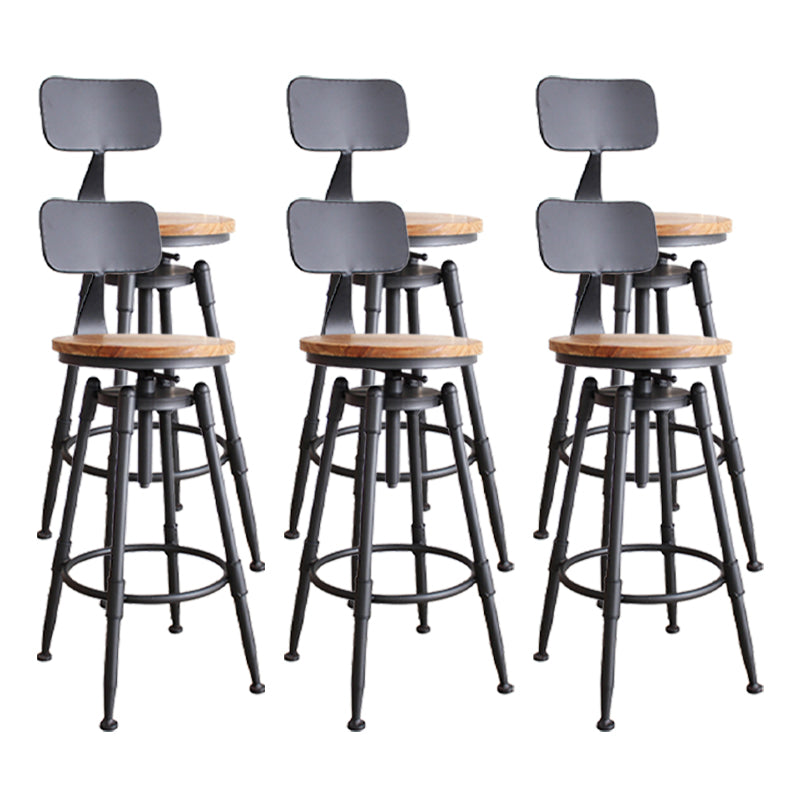 Industrial Metal Stool Upholstered Faux Leather Barstools in Matte Finish for Indoor