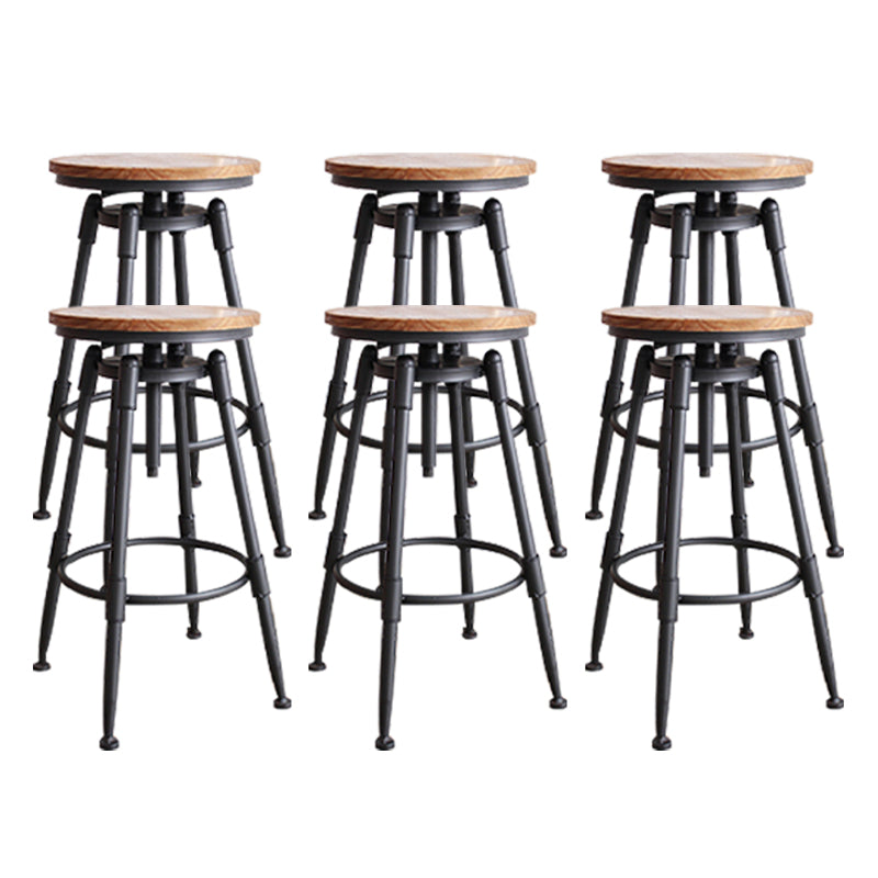 Industrial Metal Stool Upholstered Faux Leather Barstools in Matte Finish for Indoor