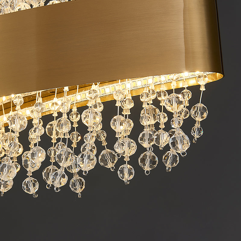 Stainless Steel Bar Island Light Post-modern Gold LED Pendant Light with Crystal Beading