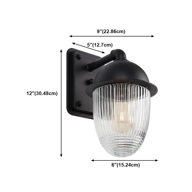 Modern Glass Shade Wall Light Black Single Light Wall Sconce for Outdoors