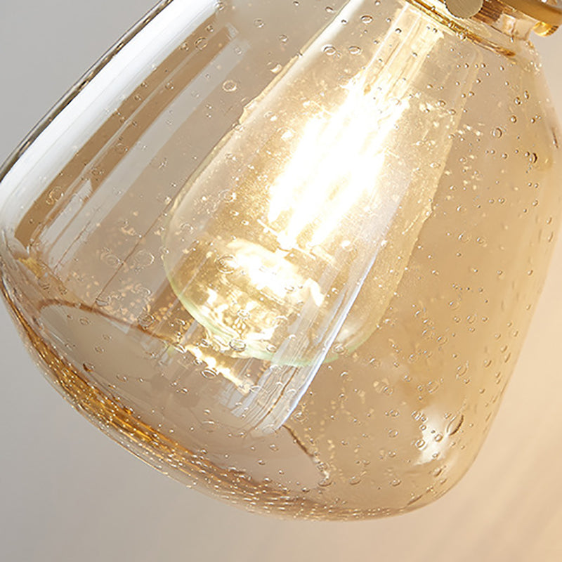 Nordic Style Brass Wall Light Bowl Shape Wall Sconce with Glass for Bedroom