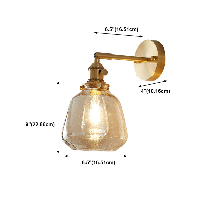 Nordic Style Brass Wall Light Bowl Shape Wall Sconce with Glass for Bedroom