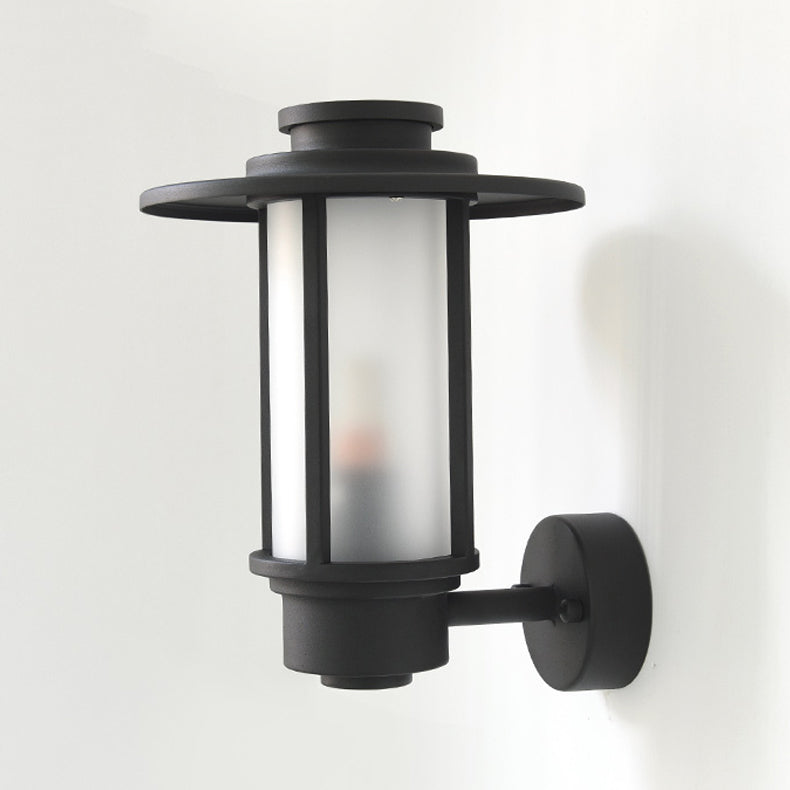 Retro Frosted Glass Shade Wall Light Geometric 1 Light Wall Sconce for Outdoors