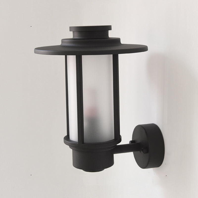 Retro Frosted Glass Shade Wall Light Geometric 1 Light Wall Sconce for Outdoors