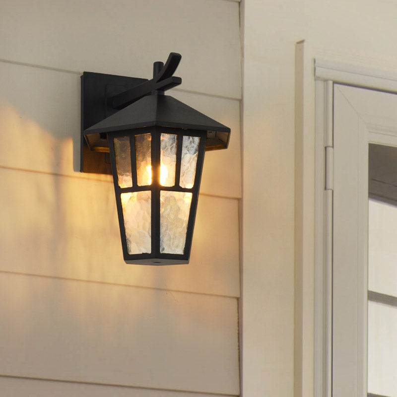 Retro Style Glass Wall Light Geometric Single Light Wall Sconce for Outdoors